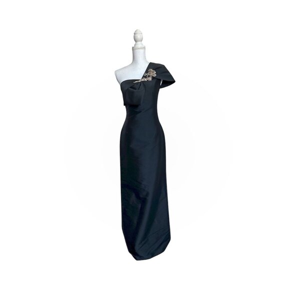 SACHIN & BABI Ines Column Gown Dress Size 4 Black Maxi Floor Length - Picture 3 of 10